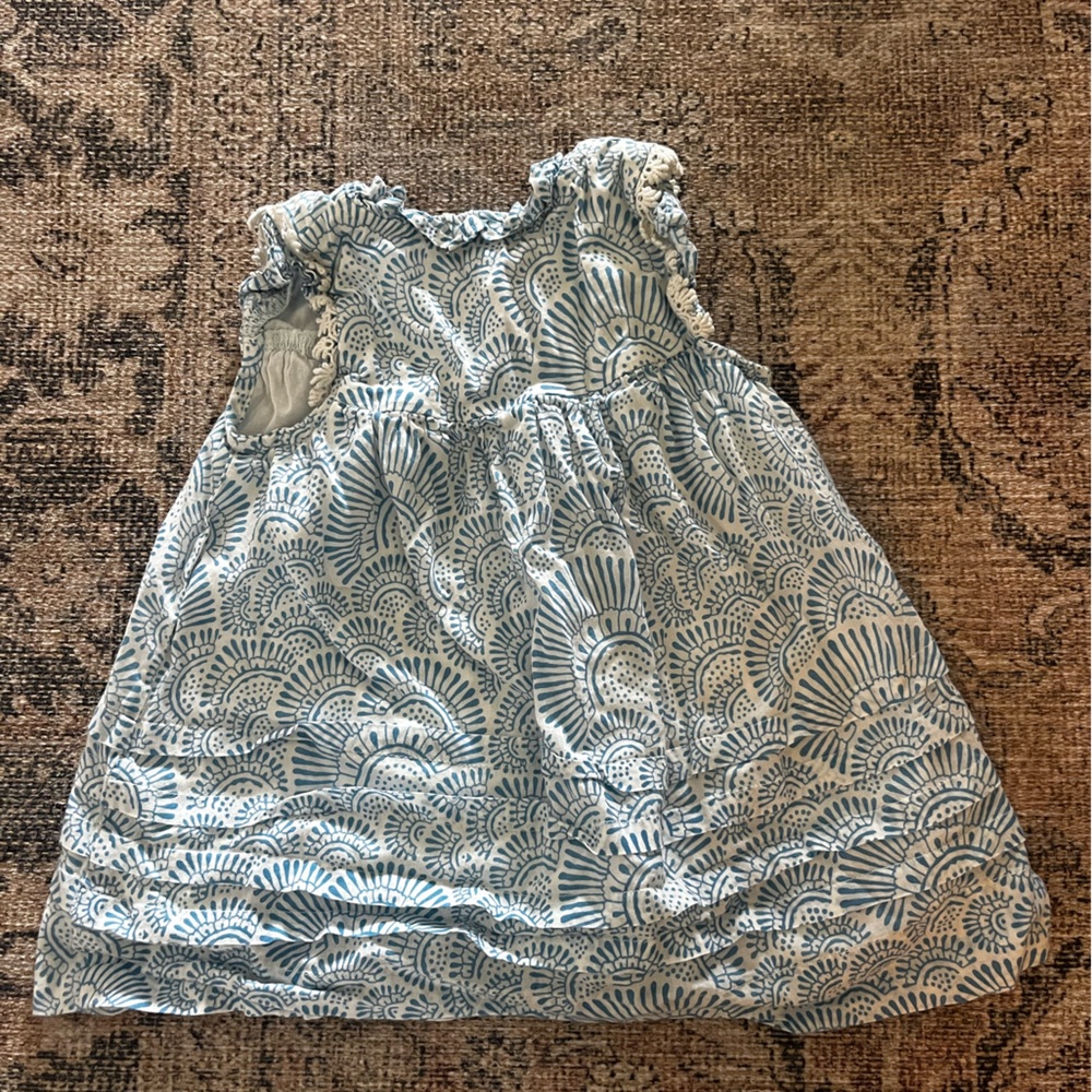Lali toddler girl Blue and White patterned Dress cotton 2T - Picture 3 of 6